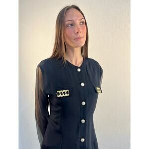 Last Exit Black Tunic Blouse with Sheer Sleeves